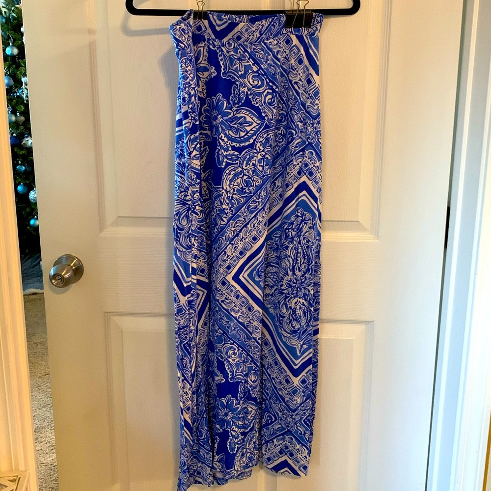 EUC Lilly Pulitzer Blue Water Open Crush Maxi S